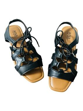 a.n.a Black Lace-Up Cutout Women’s Sandals 7M